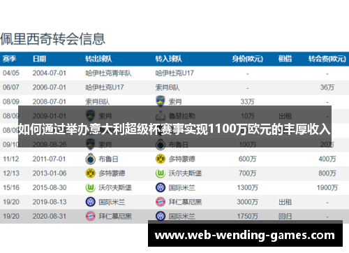如何通过举办意大利超级杯赛事实现1100万欧元的丰厚收入