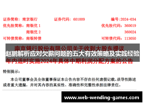 赵鹏解析应对欠薪问题的五大有效策略及实践经验