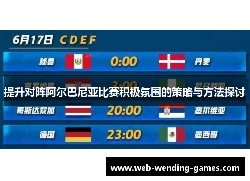 提升对阵阿尔巴尼亚比赛积极氛围的策略与方法探讨